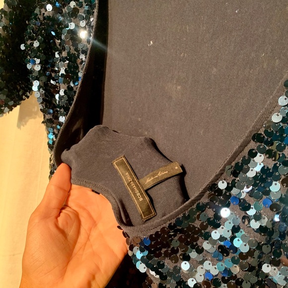 BCBG size 6 floor length blue sequin formal dress - Picture 5 of 8